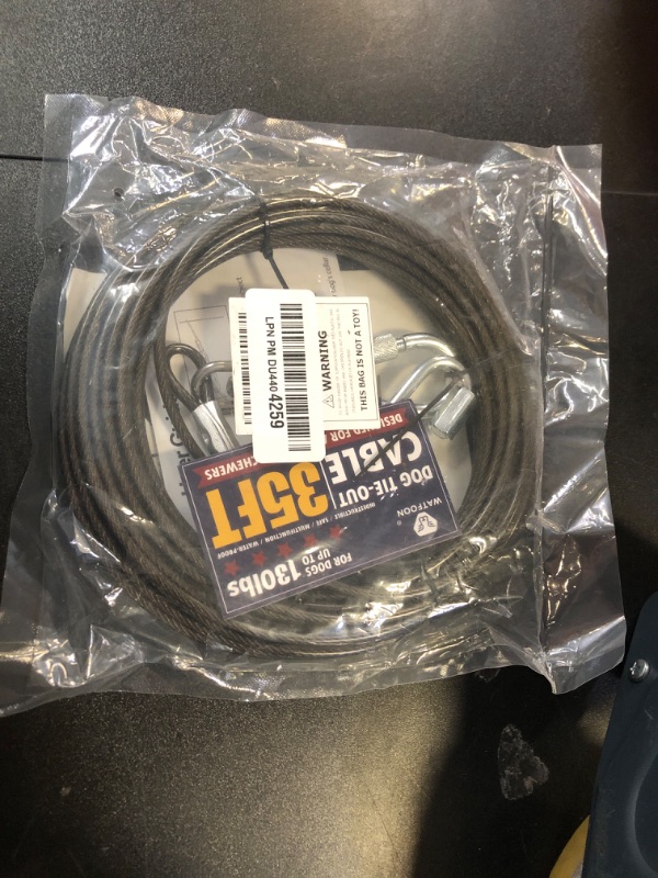Photo 1 of Dog Leads for Yard 20ft 25ft 30ft 35ft 40ft 45ft 50ft 55ft 65ft 100ft Dog Tie Out Cable Runner Steel Tieout Heavy Duty Tether Chew Proof Long Dog Chains for Outside, Camping, Park (35ft-Black)