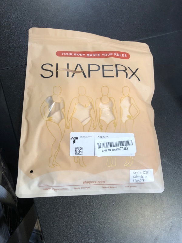 Photo 1 of SHAPERX Shapewear for Women Tummy Control Bodysuit Mid Thigh Butt Lifter Body Shaper Shorts?SZ5218-2-Beige-S/M