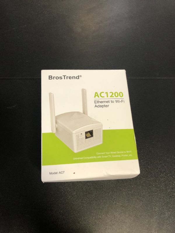 Photo 1 of BrosTrend AC1200 WiFi to Ethernet Adapter, 1200Mbps Dual Band Universal Wireless Bridge for Printer, Smart TV, Blu-Ray Player, PlayStation, Xbox, etc, WPS Easy Setup, Connect a Wired Device to Wi-Fi