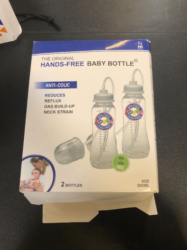 Photo 1 of Hands-Free Baby Bottle - Anti-Colic Self Feeding 9 oz Baby Bottle Nursing System with Fast Flow Nipple/Teat 3m+ Infant (2 Bottles - Podee Classic)