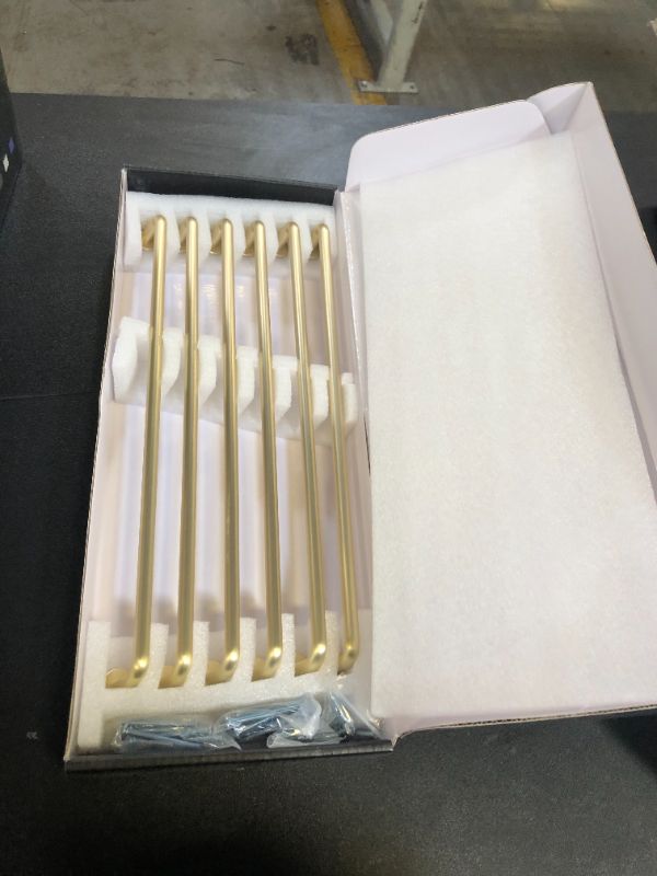 Photo 1 of Goo-Ki 6 Pack Brushed Brass Cabinet Handle Drawer Pulls, 12.6 Inch(320mm) c-c Solid Zinc Alloy Modern Bar Pull Kitchen Hardware for Closet Dresser Wardrobe Cupboard Furniture