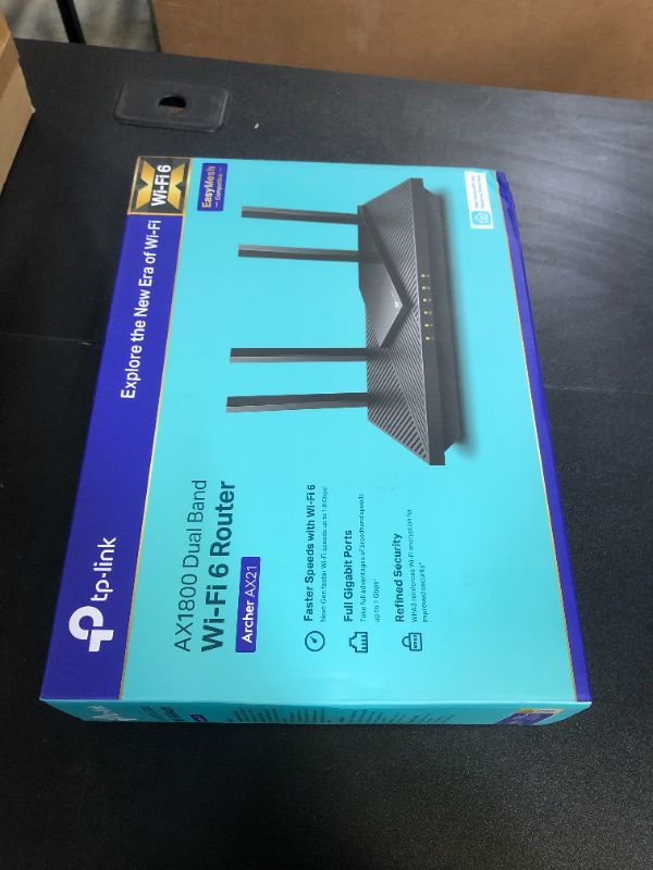 Photo 1 of TP-Link AX1800 WiFi 6 Router V4 (Archer AX21) – Dual Band Wireless Internet, Gigabit, Easy Mesh, Works with Alexa - A Certified for Humans Device