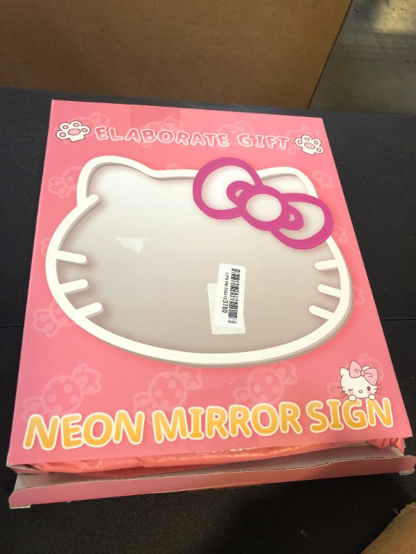Photo 1 of MCJSGSP Anime Hello Kit Mirror with Light Neon Signs for Wall Decor, Neon Mirror with Dimmable for Teen Girl Gift?Makeup Mirror neon Sign Room Decor (14.6 * 12.2 inch)