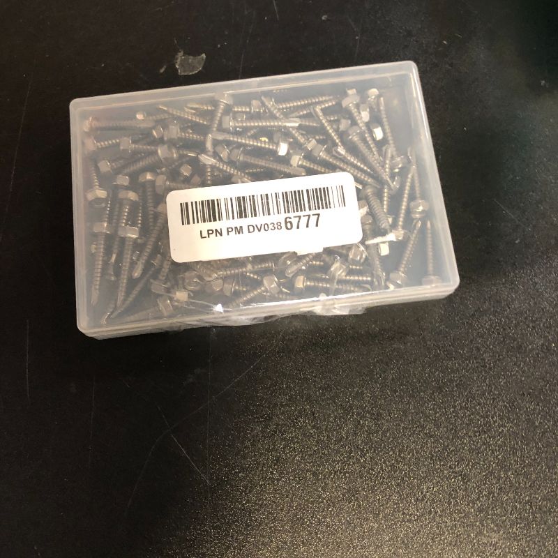 Photo 1 of #8 x 1 Hex Washer Head Self Drilling Screws, Self Tapping Sheet Metal Screws, 410 Stainless Steel, 100 PCS
