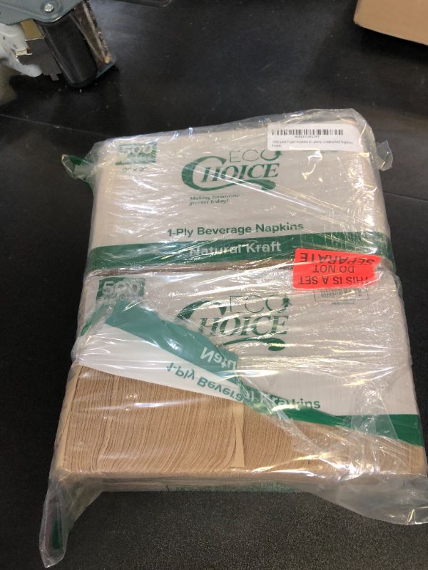 Photo 1 of 1000 Pack Compostable Natural Kraft Brown Napkins - 9x9 Small Tan Unbleached Bar & Cocktail Napkins