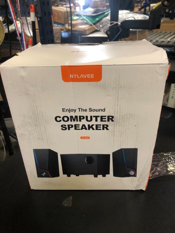 Photo 1 of Nylavee Computer Speakers with Subwoofer, 2.1 Hi-Fi PC Speakers System with 6 Lighting Modes, Enhanced Bass, Plug and Play, USB/USB-C Powered and 3.5mm Aux in for Desktop, Monitor, Laptop, Tablet