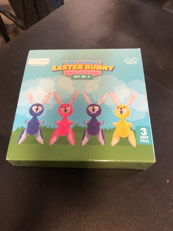 Photo 1 of ArtCreativity Rabbit Inflates, Set of 4, 3 Ft. Easter Bunny Inflates, Indoor and Outdoor Party Decorations, Egg Hunt Supplies, Bunny Themed Birthday Party Favors, 4 Assorted Colors