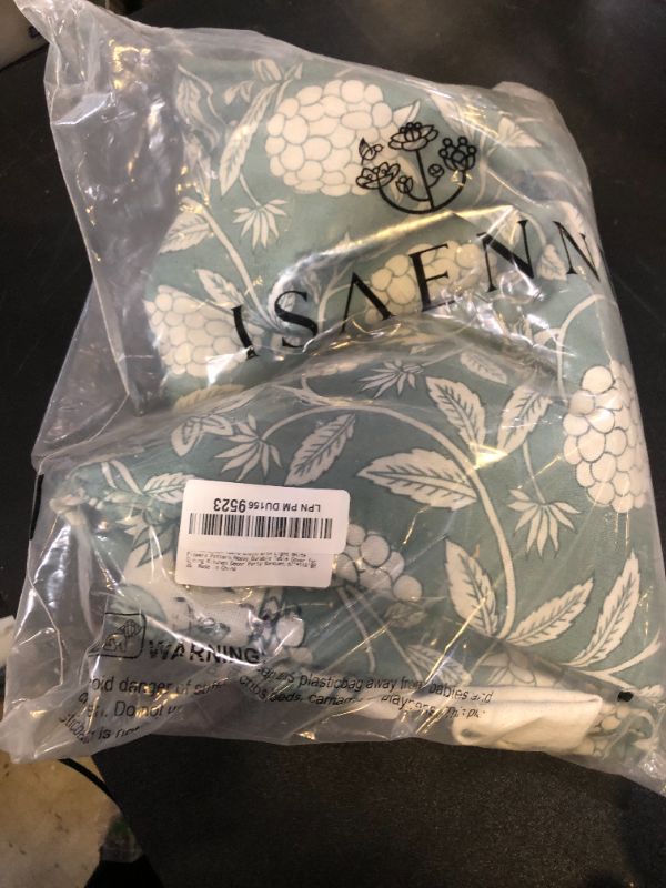 Photo 1 of ISAENNE Grayish Green Rectangular Tablecloth,Linen Table Cloth with Light White Flowers Pattern,Heavy Durable Table Cover for Dining Thanksgiving Kitchen Decor Party Banquet Christmas,67"*118"