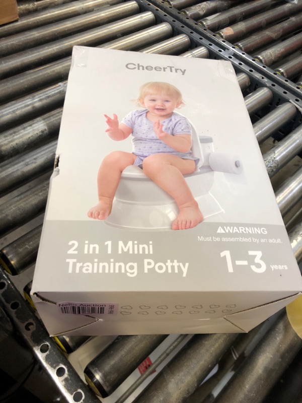 Photo 1 of CheerTry 2-in-1 Toddler Potty Training Toilet - Larger Potty Chair & Detachable Training Seat for Boys & Girls Ages 1-3 with Flushing Sound, Wipes Storage, Toilet Paper Holder - Grey