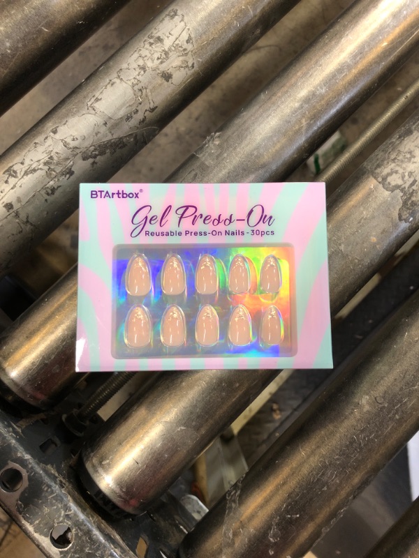 Photo 1 of BTArtbox Short Almond Press On Nails - Aurora French Tip, Spring Glue On for Gifts, Natural Stick On in 16 Sizes - 30 Fake Nails Kit, Athena