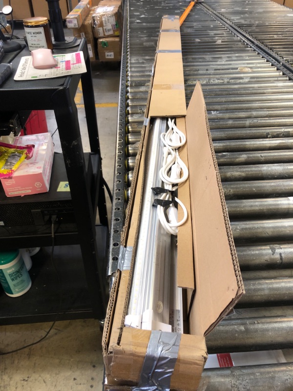 Photo 1 of Barrina 8FT LED Shop Light, 72W 10000LM 6500K, Clear Cover Linkable LED Tube Lights, Integrated T8 Light Fixture, V Shape Ceiling Lights for Garage, Warehouse, Workshop, 6 Packs