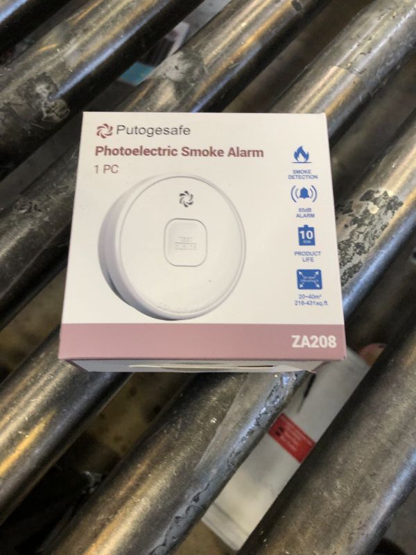 Photo 1 of Detector, 10-Year Smoke Alarm with Photoelectric Sensor and Built-in 3V Lithum Battery, Fire Alarm with Test Button and Low Battery Warning, Fire Safety for Home,1 Pack