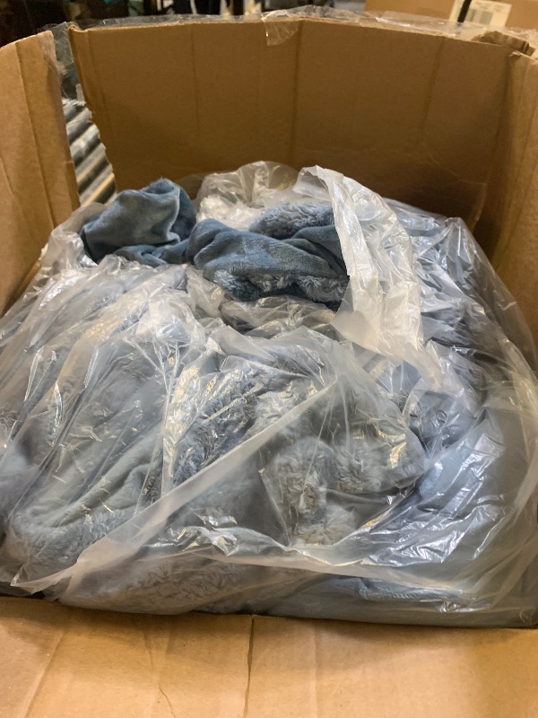 Photo 1 of (UNKNOWN SIZE) Sasttie Fluffy Comforter Set Queen 3 Pieces - Super Soft & Fuzzy Greyish Blue Comforter Set for Winter Warm Fleece Bedding, 1 Luxury Heavy Faux Fur Down Alternative Comforter with 2 Pillow Cases