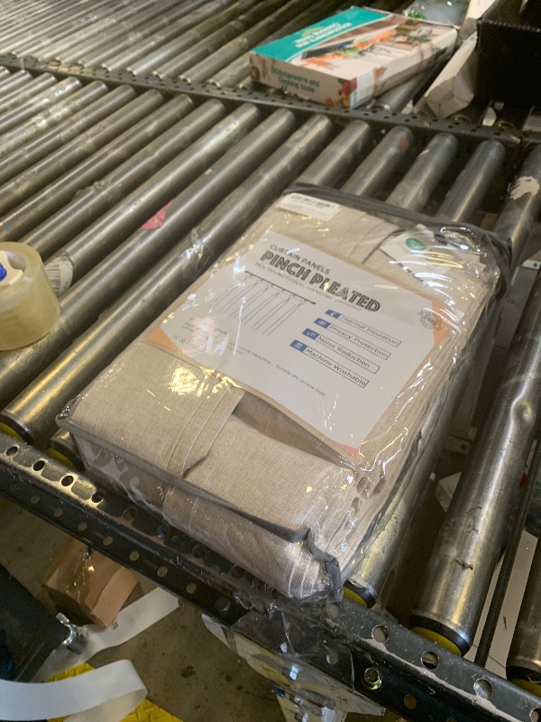 Photo 1 of 100% Blackout Shield Linen Look Textured Pinch Pleated Curtains Blackout Drapes 96 Inch Long 2 Panels Set, Faux Linen Blackout Curtains for Bedroom & Living Room, 40" W x 96" L, Oatmeal