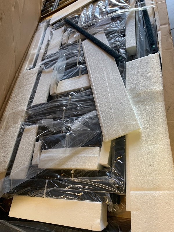 Photo 1 of Einhomn 7-Piece Dining Table Set, 63" Extendable Kitchen Room Table with 6 Stools, Mid Century Modern Dinner Table with Metal Frame & MDF Board, Space-Saving, Easy Assembly, Walnut