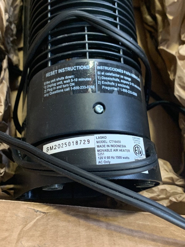 Photo 1 of (NO REMOTE)Lasko 1500W Ceramic Tower Space Heater with (NO) Remote, Thermostat, Timer & Widespread Oscillation, Portable Electric Heater for Indoor Use, Bedroom & Living Room, 751320