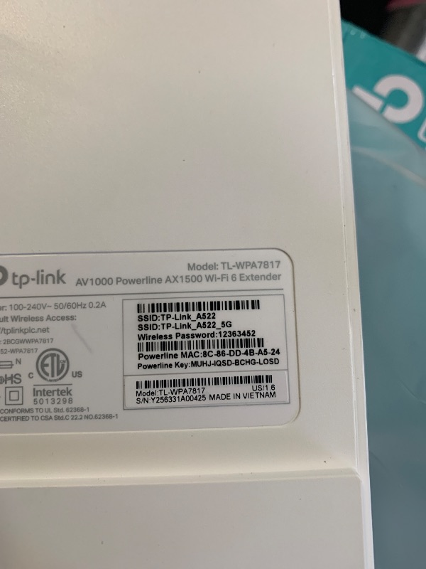 Photo 1 of TP-Link Powerline Wi-Fi 6 Extender TL-WPA7817 KIT - Includes AV1000 Powerline Ethernet Network Adapter & AX1500 Dual-Band Wi-Fi Extender, Gigabit Port, EasyMesh,Plug, Pair, & Play, Free Expert Support