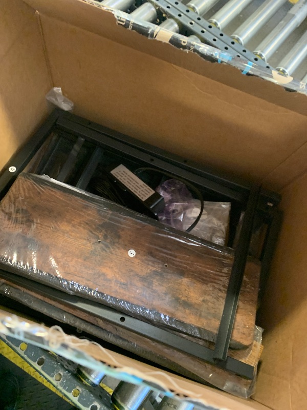 Photo 1 of **INCOMPLETE** Furnulem Night Stand with Charging Station and Led Light, 4 Drawer Dresser for Bedroom, Small Nightstand Bedside Table, Fabric Bins, Metal Frame, Wood Shelf, Side Furniture(Rustic Brown)