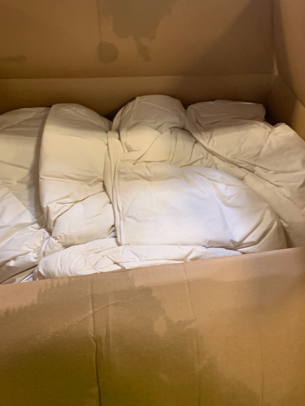 Photo 1 of APSMILE King Size Feathers Down Comforter - Ultra Soft All Seasons 100% Organic Cotton Cover Duvet Insert Medium Warm Quilted Bed Comforter with Corner Tabs (106x90,Ivory White)