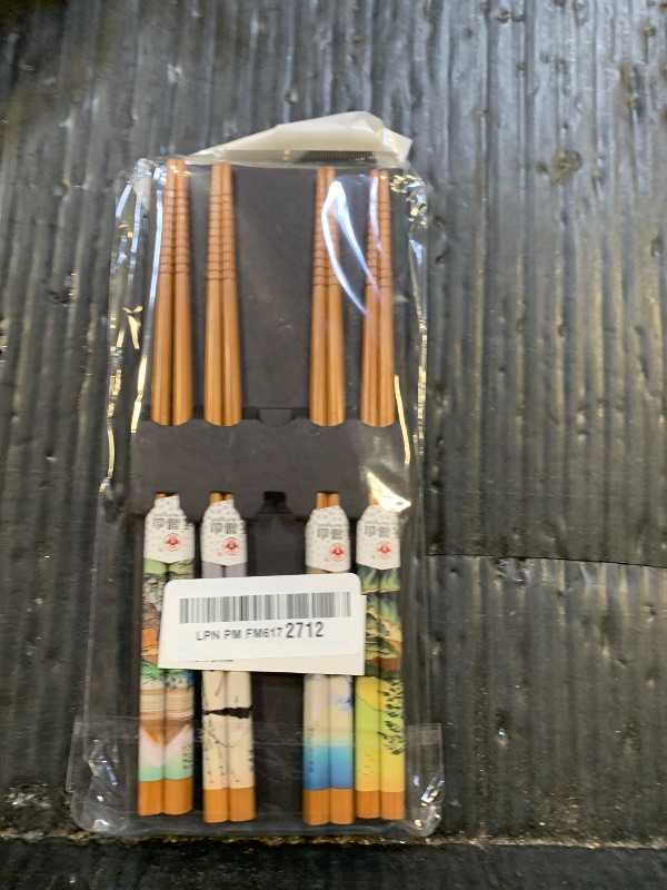 Photo 1 of 10 Pairs Reusable Bamboo Chopsticks, Edo period Landscape Pattern Natural Bamboo Wood Chopsticks, 8.8Inch/22.5cm Polybag packing by LANHUTHS