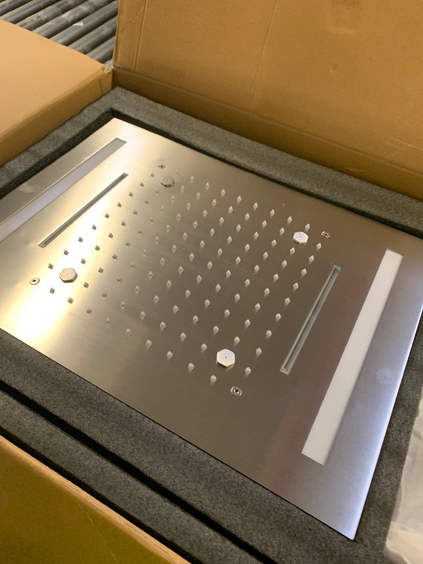 Photo 1 of HOMEDEC LED Multi Functions Full Body Shower System with 6pcs Body Jets Spray with?Up/Down?Shower Spout, Large 3 In 1 Functions 14x20inch Showerhead, Rainfall Mist Shower Faucet Set, Brushed Nickel