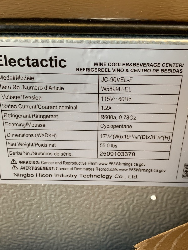 Photo 1 of Electactic Mini Fridge 130 Can Beverage Refrigerator Cooler, 3.2 Cu.Ft Drink Fridge for Soda Wine Beer, Adjustable Temperature Control for Home Office, Black