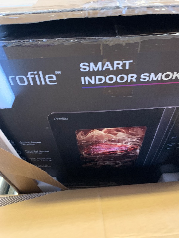 Photo 1 of GE Profile™ Smart Indoor Pellet Smoker, with Active Smoke Filtration, 5 Smoke Control Settings, WiFi Connected, Electric, Countertop BBQ Appliance, Black