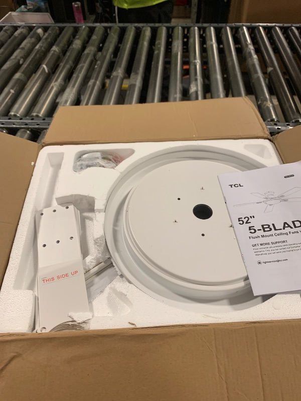 Photo 1 of TCL 52" Low Profile Ceiling Fan with Light, Slim, White, Flush Mount, DC Reversible Motor, 6 Speeds, Remote Control, Noiseless, Dimmable, LED Light, 3CCT, Modern Ceiling Fan for Bedroom Living Room