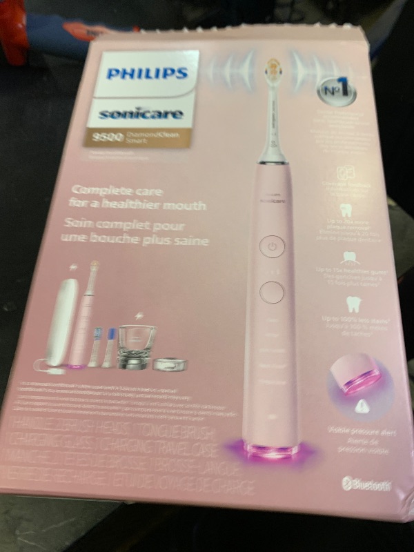 Photo 1 of Philips Sonicare DiamondClean Smart 9500 Electric Toothbrush, Sonic Toothbrush with App, Pressure Sensor, Brush Head Detection, 5 Brushing Modes and 3 Intensity Levels, Pink, Model HX9923/21