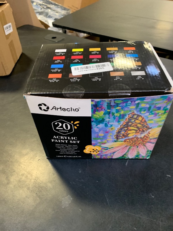 Photo 1 of Artecho Professional Acrylic Paint Set, 20 Primary Colors (120ml / 4.05oz) Tubes, Art Craft Paints for Canvas, Rock, Stone, Wood, Fabric, Art Supplies