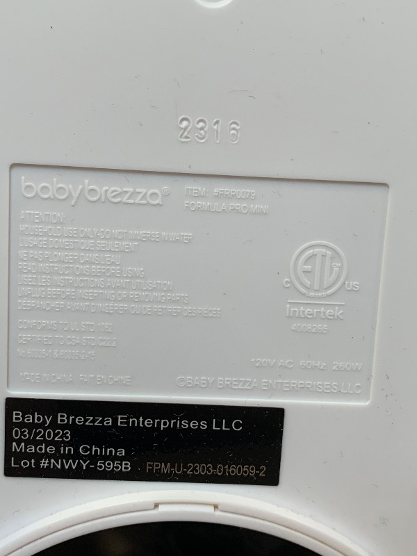 Photo 1 of Baby Brezza Formula Pro Mini Baby Formula Mixer Machine Fits Small Spaces and is Portable for Travel– Bottle Makers Makes The Perfect Bottle for Your Infant On The Go, White