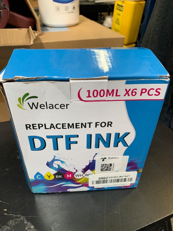 Photo 1 of Welacer DTF Ink for ET-8550, ET-2850 L1800, R1390, I3200, XP600, XP-15000, DX5 DX7, TX800, L800, 1430, P400, 6x100ml Heat Transfer Ink Conversion Kit Refill for All DTF Printers,for DTF Film