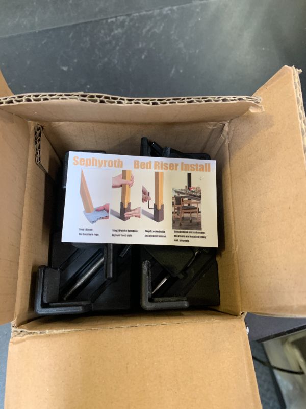 Photo 1 of Sephyroth Adjustable Bed Risers Furniture Risers 4Pack with Screw Clamp.Table Desk Chair Risers.Bed Risers 4Inch Fit Furniture's Square/Round Leg Diameter from 0.8''–1.6'' (4Inch Black)