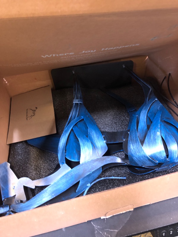 Photo 1 of SunBlogs Art Metal Horse Statue Decor, Handmade Strong Modern Horse Sculpture Handicraft, Rustic Metal Statue Decorations Gift for Home Office Desk Figurine (blue)