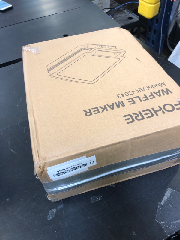 Photo 1 of **USED** 1200W Belgian Waffle Maker 4-Slice, Stainless Steel, 5 Browning Levels, Non-Stick Surfaces, Silver/Black, FOHERE - Perfect for Family Breakfasts (Black)