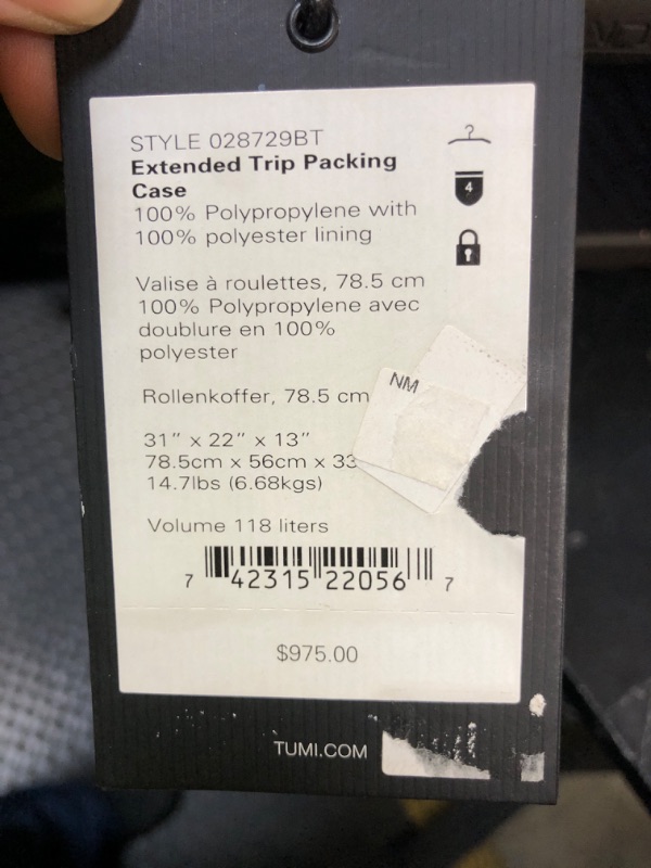 Photo 1 of Tumi Tegra-Lite Max Extended Trip Packing Case, Baltic, One Size (used, missing key)