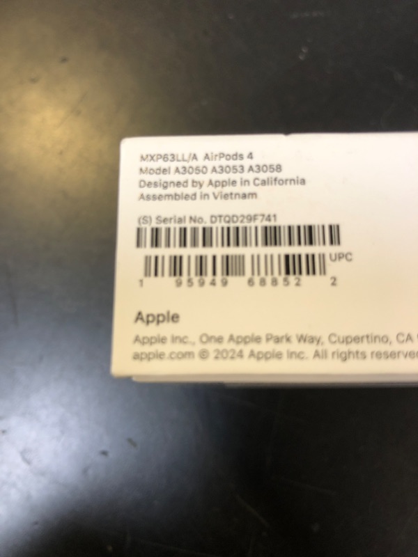 Photo 1 of Apple AirPods 4 Wireless Earbuds, Bluetooth Headphones, Personalized Spatial Audio, Sweat and Water Resistant, USB-C Charging Case, H2 Chip, Up to 30 Hours of Battery Life, Effortless Setup for iPhone