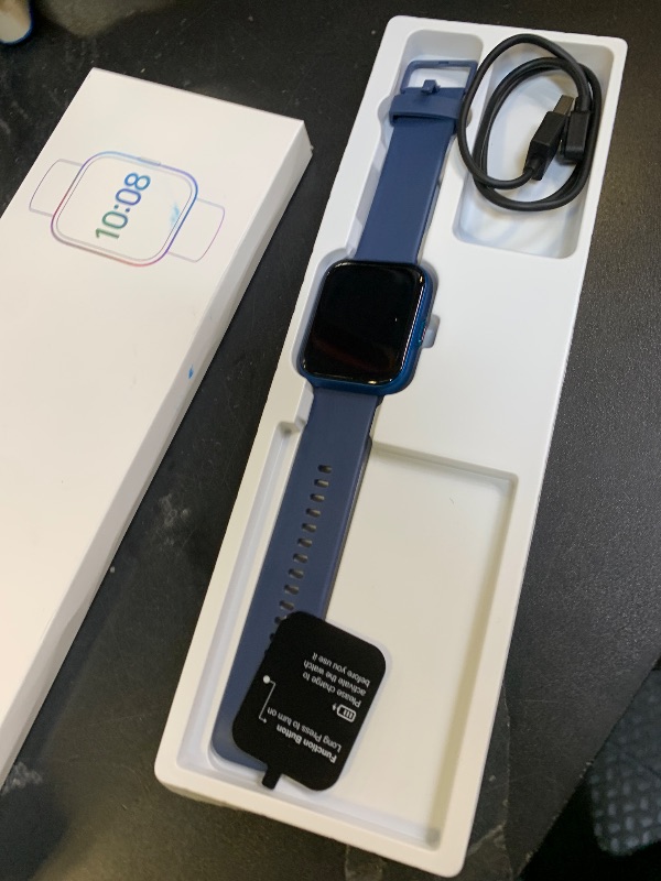 Photo 1 of Smart Watch for Women Android & iPhone, Alexa Built-in, 1.8" Touch Screen Fitness Tracker with Answer/Make Calls, IP68 Waterproof Heart Rate/Sleep/SpO2 Monitor, Pedometer, 100+ Sport Modes, Dark Blue