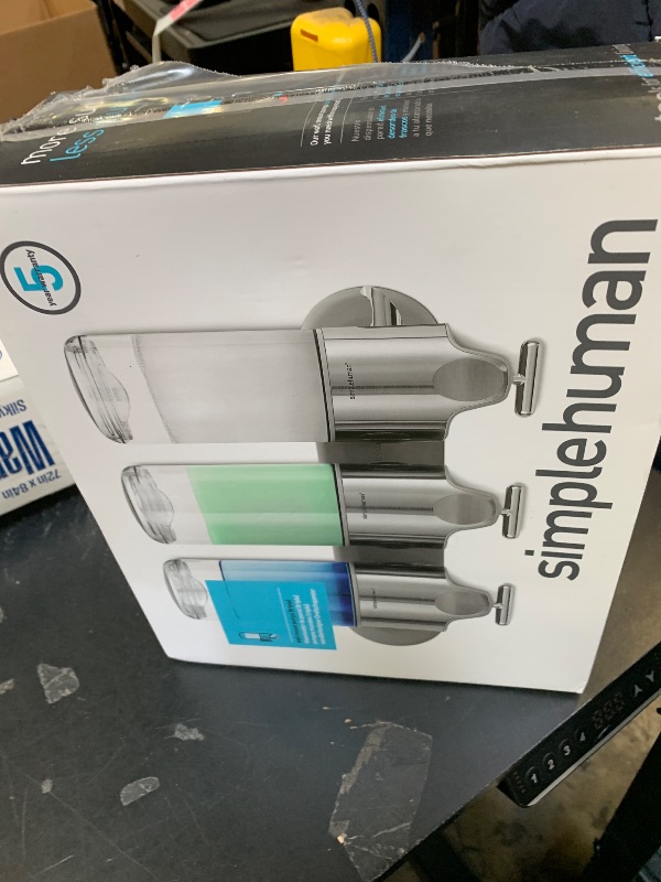 Photo 1 of simplehuman Wall Mount Pumps, Triple 15 fl. oz. Shampoo & Soap Dispenser, Stainless Steel