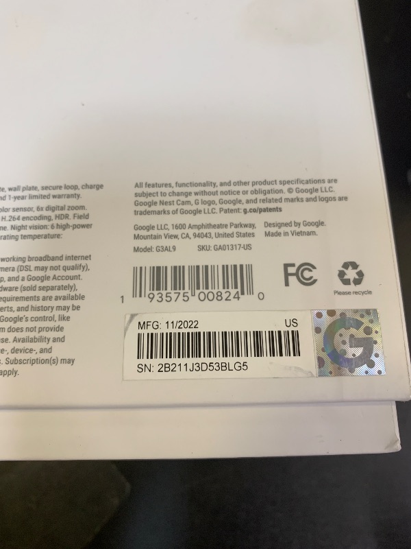 Photo 1 of Google Nest Cam Outdoor or Indoor, Battery - 2nd Generation