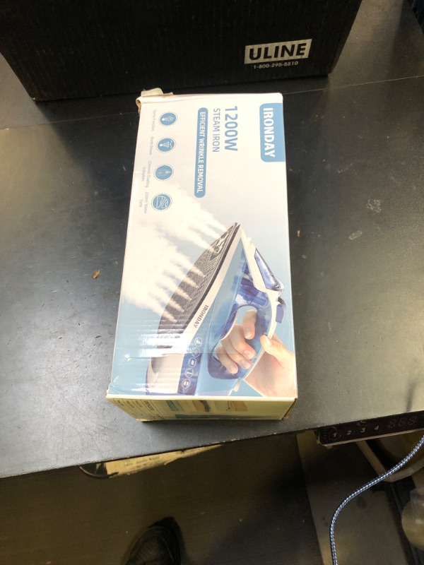 Photo 1 of IRONDAY Steam Iron for Clothes Fast Heating, 1200W Iron with Non-Stick Ceramic Soleplate, Self-Cleaning, Burst of Steam, Spray Mist, 7.03oz Water Tank Ironing Clothes for Home, Blue