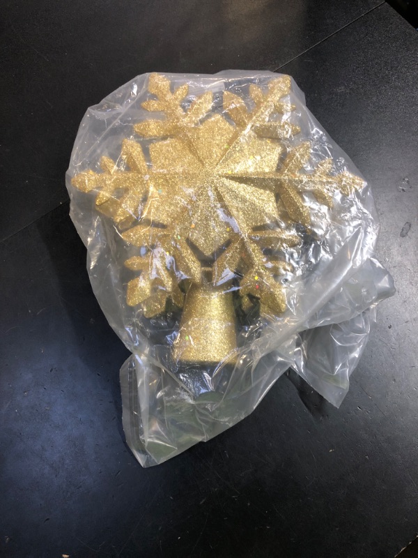 Photo 1 of [6 Patterns] 9.05 inch Christmas Tree Topper Projector Snowflake with 6 Patterns Gold Snowflake Projector Tree Topper Plug in for Indoor Office Xmas New Year Holiday (Gold,3m Cable)