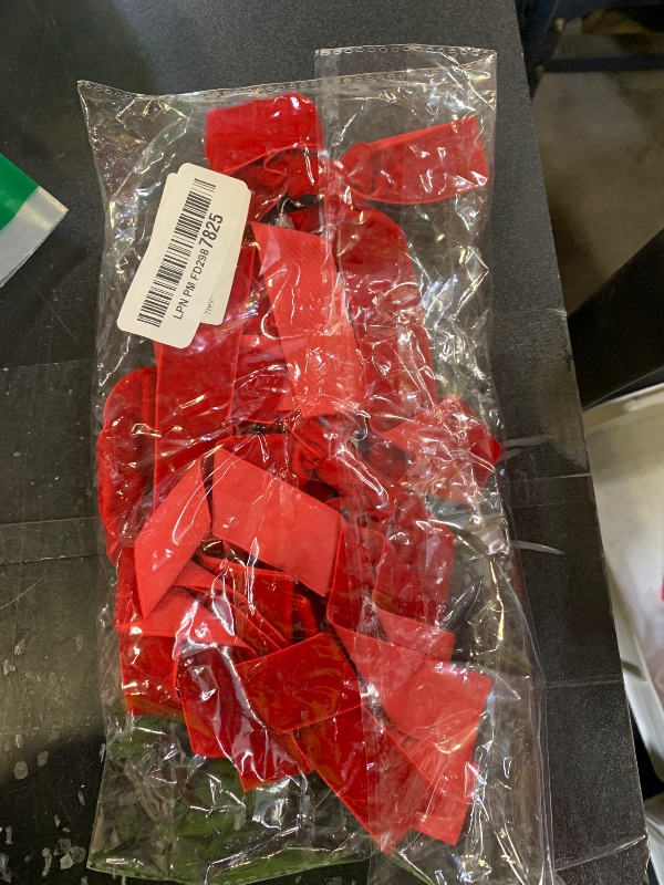 Photo 1 of 12 Pieces Velvet Bows with Twist Tie 5 x 7 Inch Christmas Tree Bows Ornaments for Gift Wrapping, Wreaths, Party Favor, Crafts (Red)