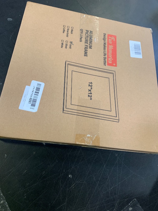 Photo 1 of 12x12 Metal Picture Frame with 10x10 Mat, Brushed Aluminum Finish, Attached Hanging Hardware, and Tempered Glass Front - Versatile Vertical or Horizontal Wall Display Frames Set of 1 - Gold