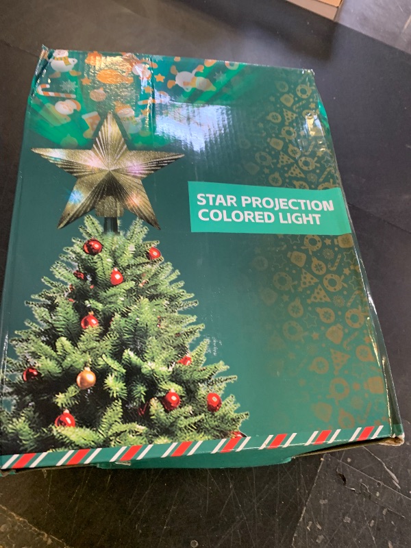 Photo 1 of [with Adjustable Base] 8.2 inch Christmas Star Tree Topper Projector with 4 Patterns and LED Lights Rotatable Projector Christmas Tree Star Topper Plug in for Indoor Office Xmas(4 Patterns, 3m Cable)