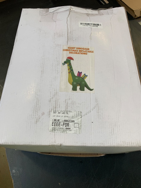 Photo 1 of 13 FT Giant Inflatable Dinosaur Outdoor Decoration, Blow Up Yard Dinosaur with Santa Hat Gift Box, Build-in LEDs Xmas Holiday Decorations for Outdoor Party Garden Lawn Decoration