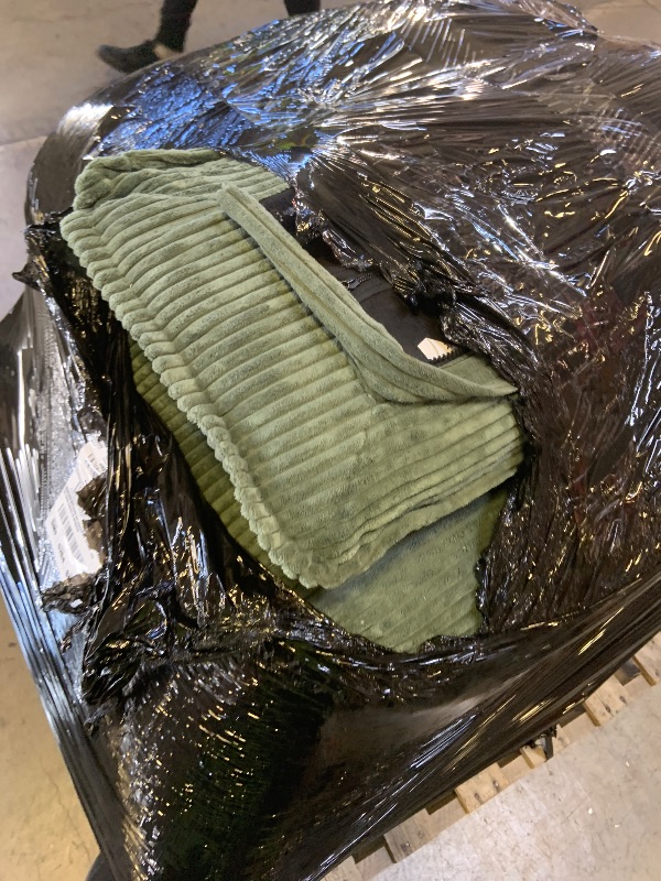 Photo 1 of ***Incomplete---SELLING FOR PARTS--***LINSY HOME 123'' Modular Sectional Sofa Green Couch Corduroy Cloud Couches for Living Room, L Shaped Couch with Movable Ottoman, Modern Cloud Sectional Sofas for Bedroom and Apartment, Green