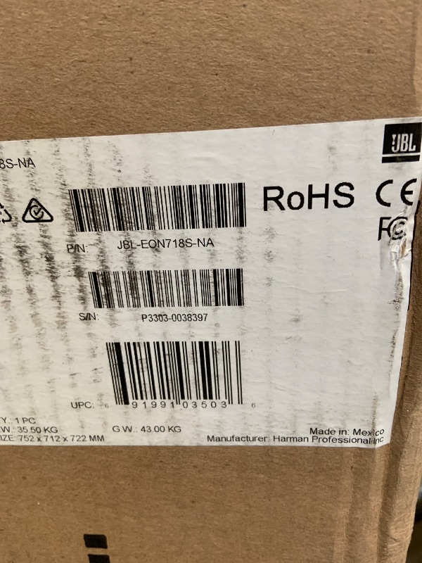 Photo 1 of JBL Professional EON718S Powered PA Subwoofer with Bluetooth, 18-inch, Wired Electric, Black