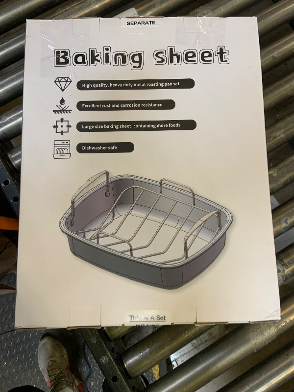 Photo 1 of Nonstick Turkey Roasting Pan with Rack - 17×13 Inch Extra Large Roaster Pan, Deep Turkey Tray for Oven, U-Shaped Rack, Wider Handles, Ideal for Ovens, Thanksgiving, and Christmas