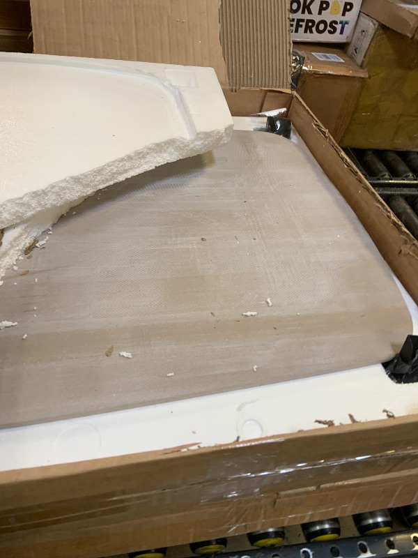 Photo 1 of **MAJOR DAMAGE** 46" Sintered Stone Dining Table, Modern Horse Belly Type White Kitchen Table with Sturdy Metal Legs, Durable & Scratch-Resistant Surface for Dining Room/Kitchen/Office?Chairs not Included? (46 inch)